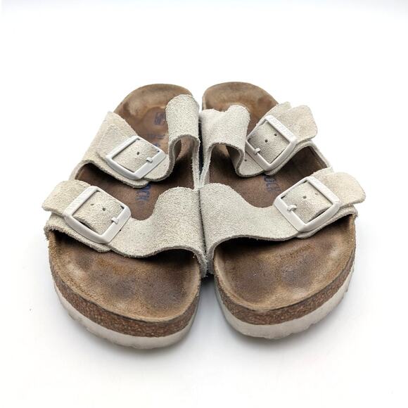 Birkenstock Arizona Soft Footbed Leather Sandal Unisex Oyster Sz USW8/M6 EU39 - Picture 2 of 10